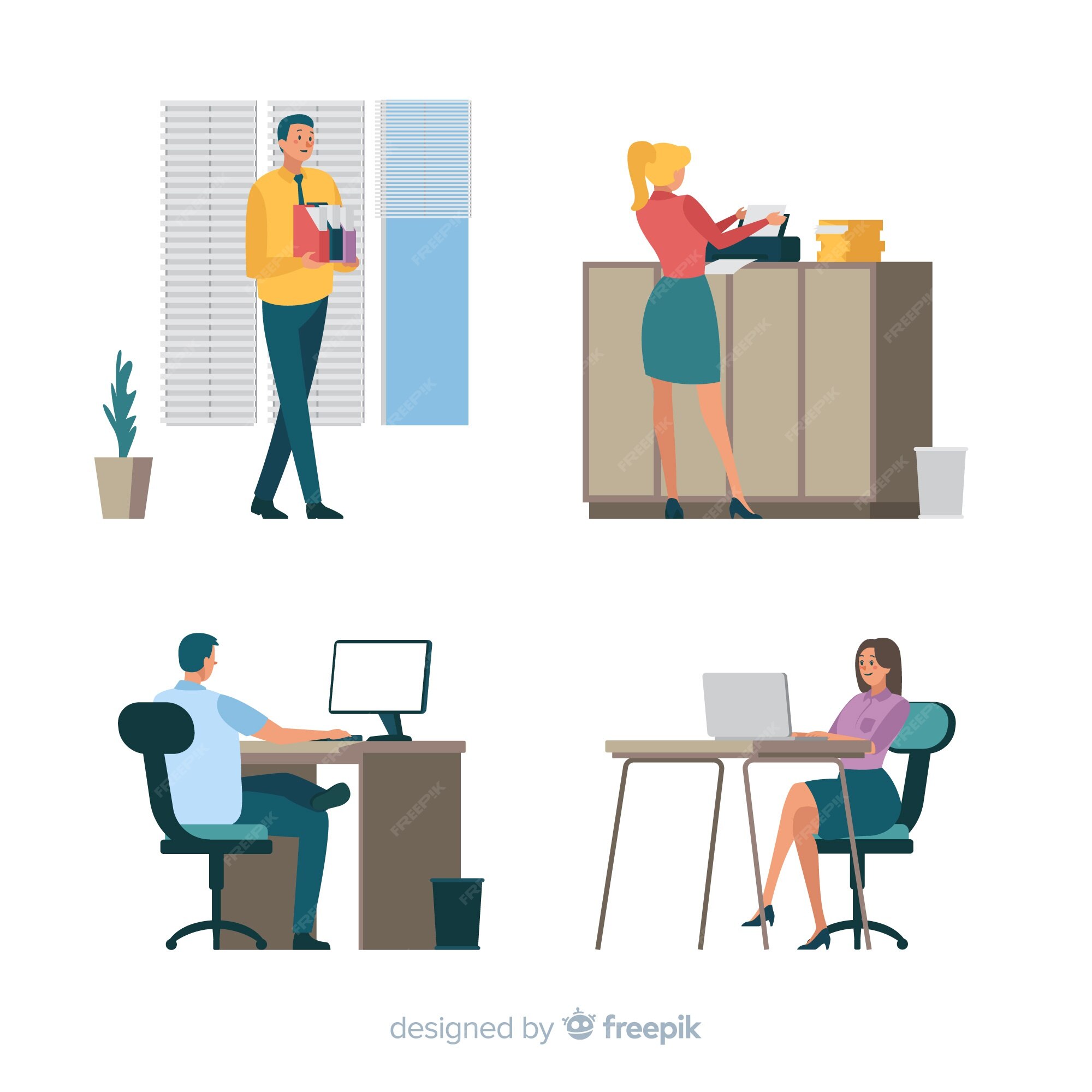 Free Vector | People working at the office