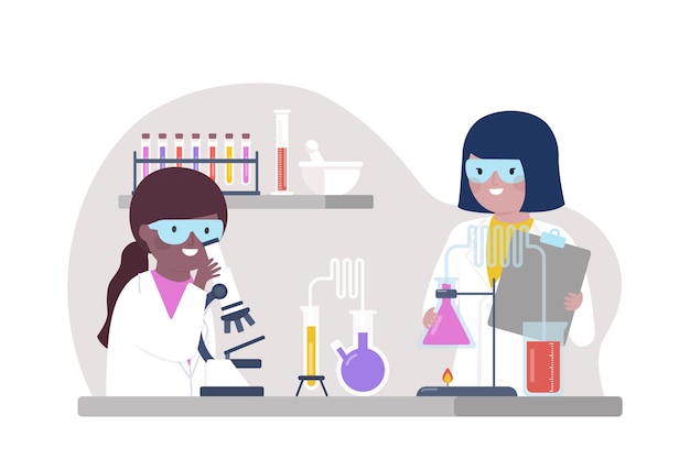 Free Vector | People working together in lab illustrated