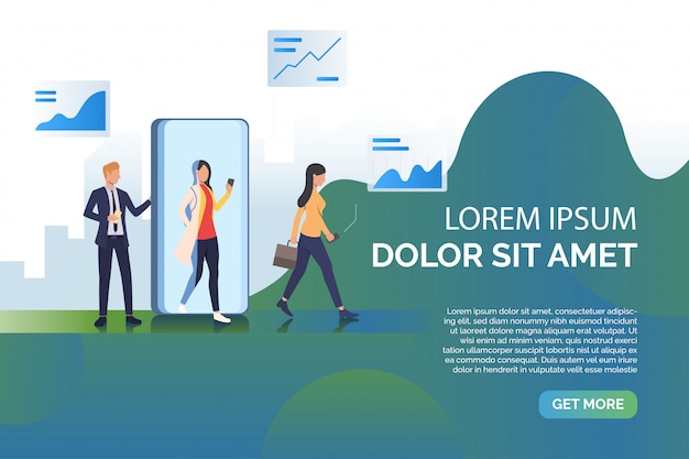 Peoples and mobile phone presentation illustration Free Vector