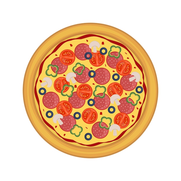 Premium Vector | Pepperoni pizza with chesse tomato onion isolated on ...