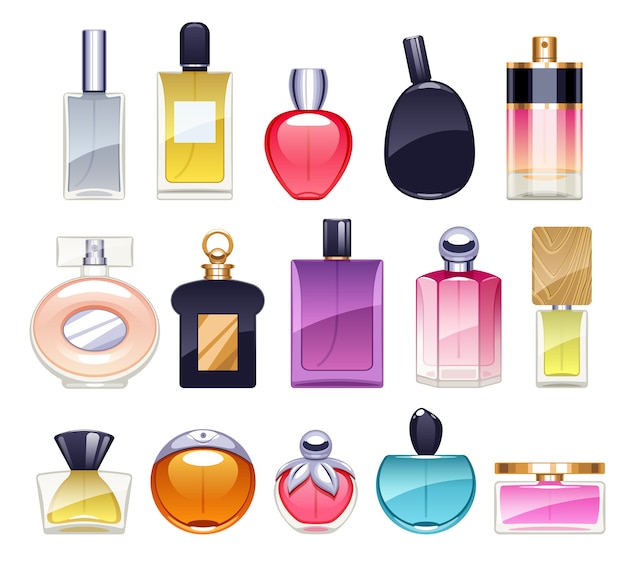 Premium Vector | Perfume bottles icons set illustration. eau de parfum ...
