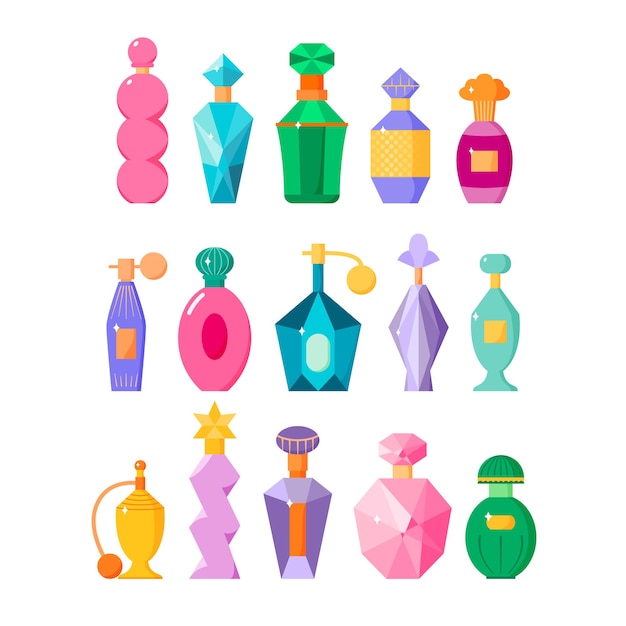 Premium Vector | Perfume bottles set different fragrance bottles with ...