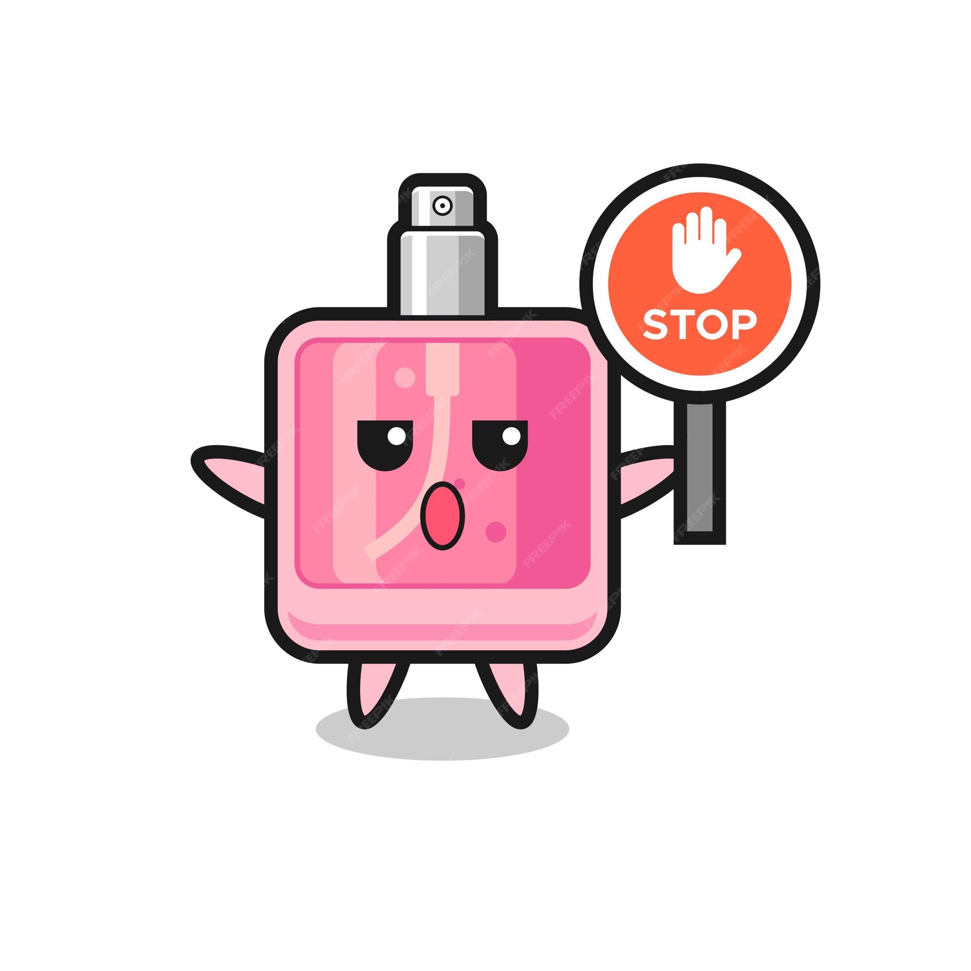 premium-vector-perfume-character-illustration-holding-a-stop-sign