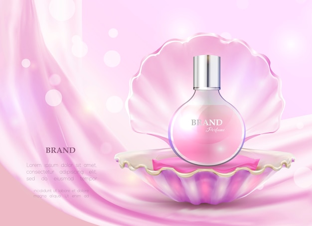 Download Premium Vector Perfume In A Glass Bottle And Opened Shell