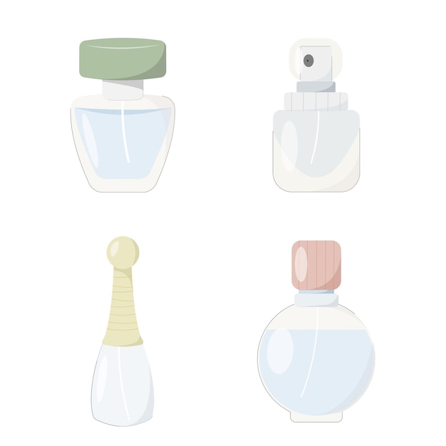 Premium Vector | Perfume glass bottles various shapes caps and color ...