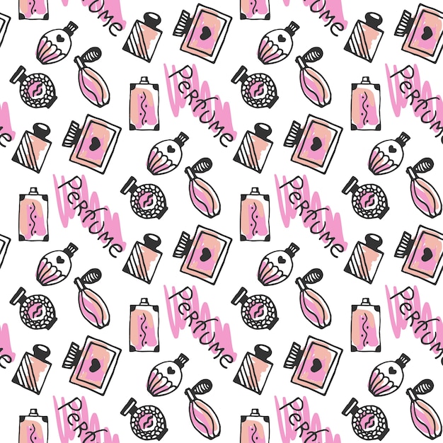 Premium Vector | Perfume seamless pattern. doodle sketch of perfume ...