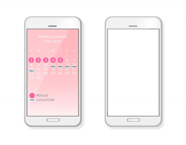 Premium Vector Period and ovulation calendar on smart phone screen Premium Vector Period and ovulation calendar on smart phone screen