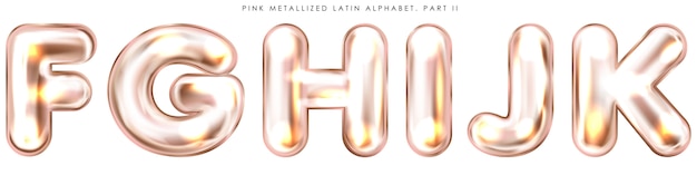Perl pink foil balloon, inflated alphabet symbols f-g-h-i-j-k Premium Vector