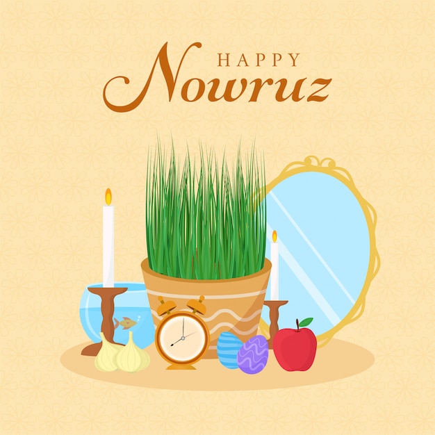 Persian new year happy nowruz background. Premium Vector