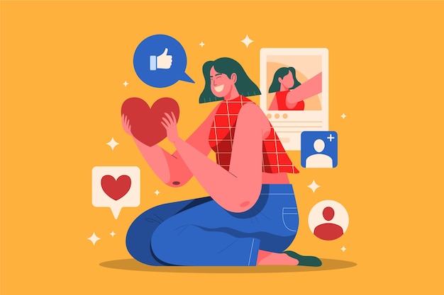 Free Vector A Person Addicted To Social Media Illustrated