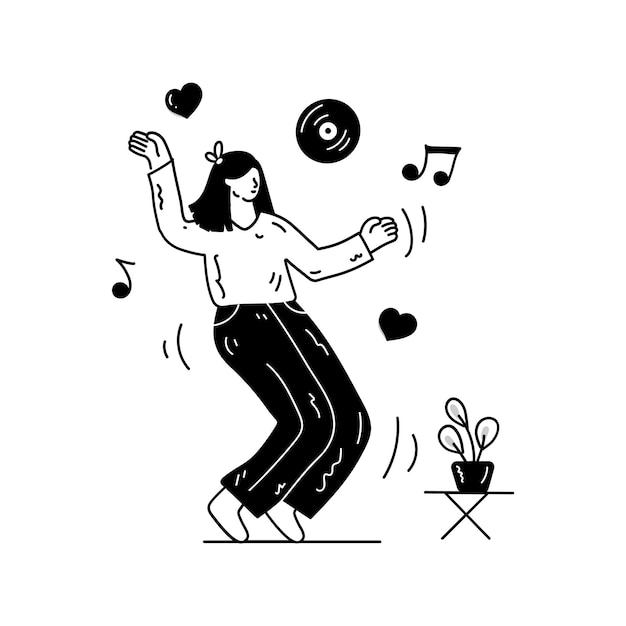 Premium Vector | Person dancing on music hand drawn illustration