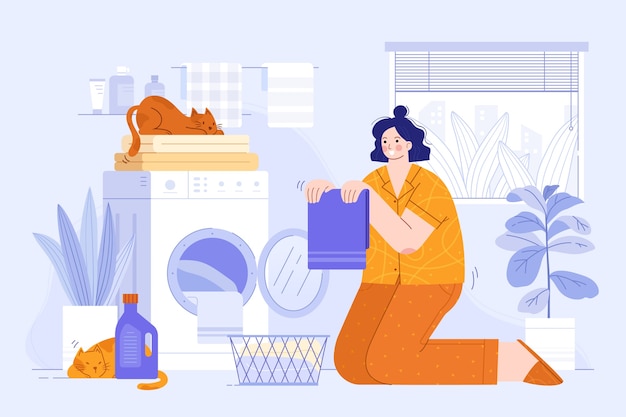 Person doing laundry illustration | Free Vector