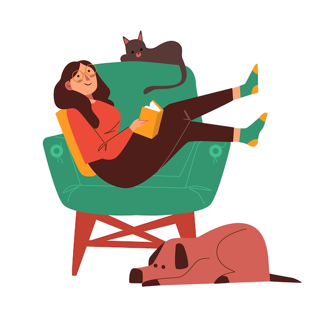 Person relaxing at home illustration theme Vector | Free Download