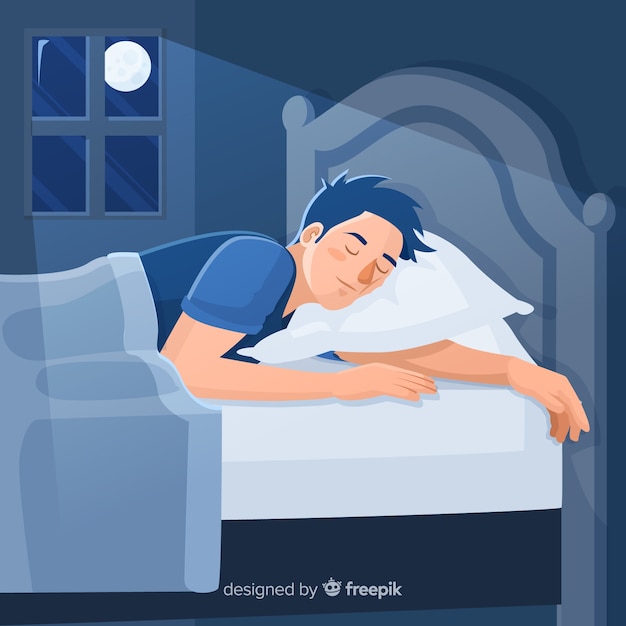 Premium Vector Person sleeping in bed in flat style