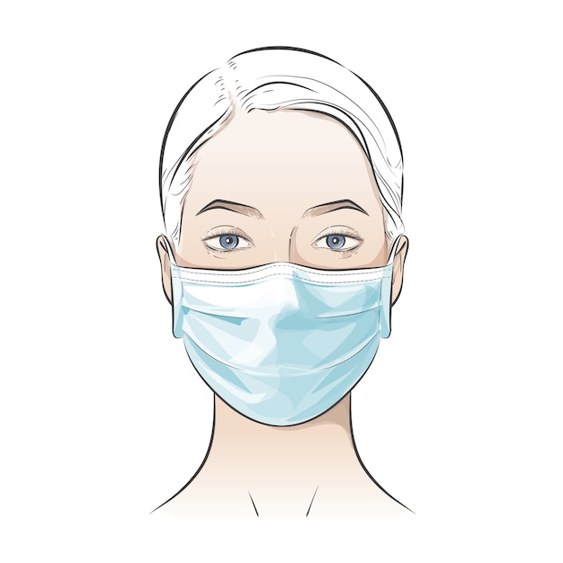 Person wearing disposable medical surgical face mask to ...