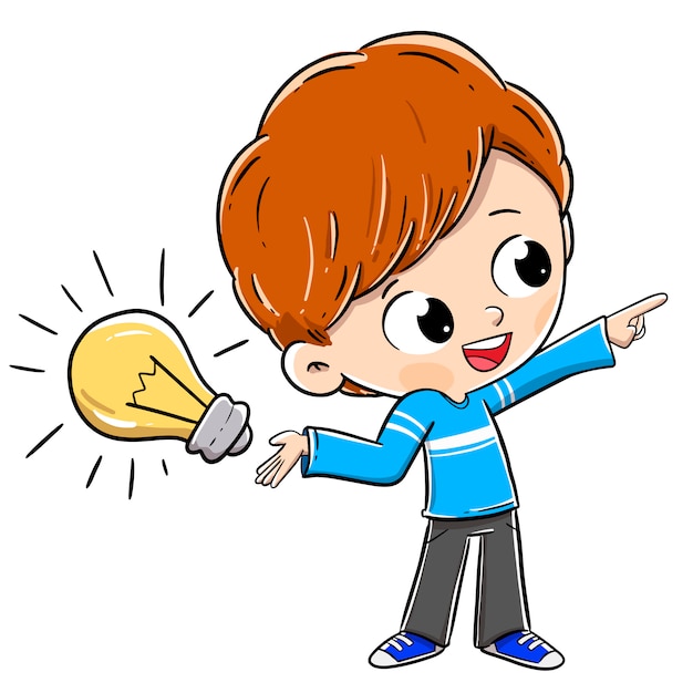 Premium Vector | Person with an idea with a light bulb