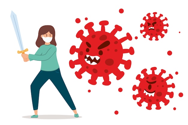 Person with sword fighting the virus | Free Vector