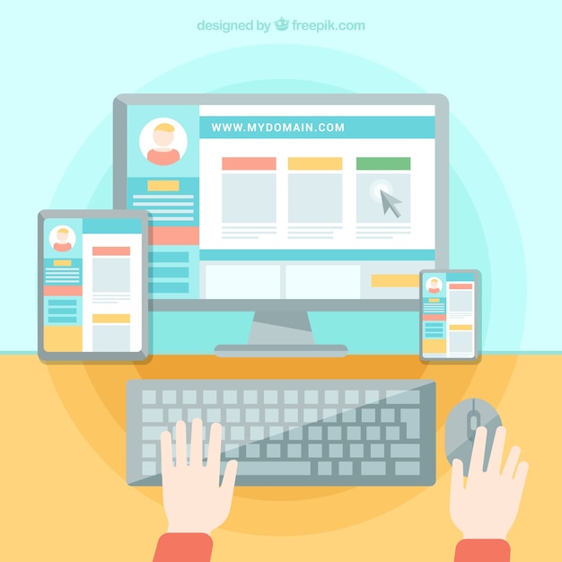 Person working on a website Free Vector Person working on a website Free Vector