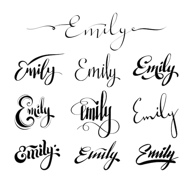 Premium Vector | Personal name emily