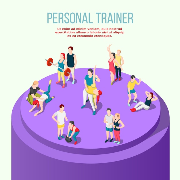 Personal trainer isometric Free Vector