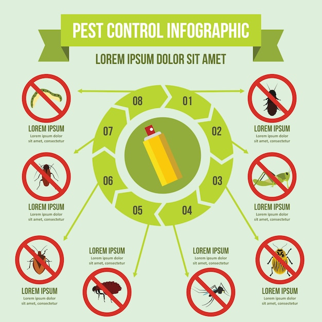 Premium Vector Pest control infographic template, flat style