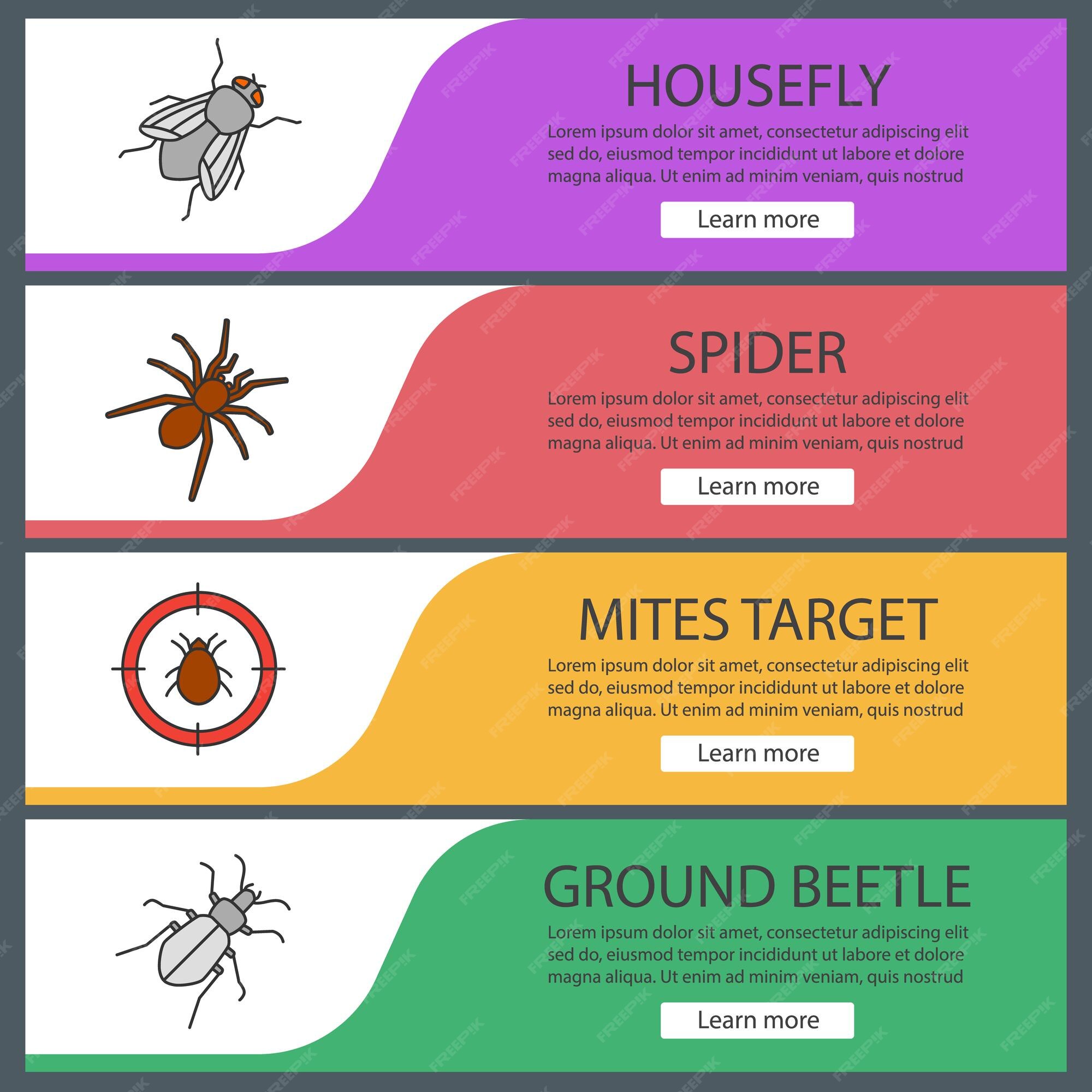 Premium Vector Pest control web banner templates set. housefly