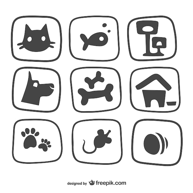 Pet icons pack | Free Vector