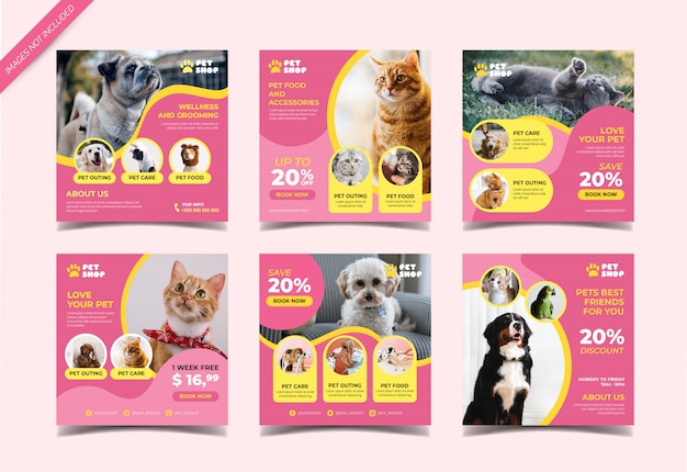 Premium Vector | Pet shop banner for social media post template