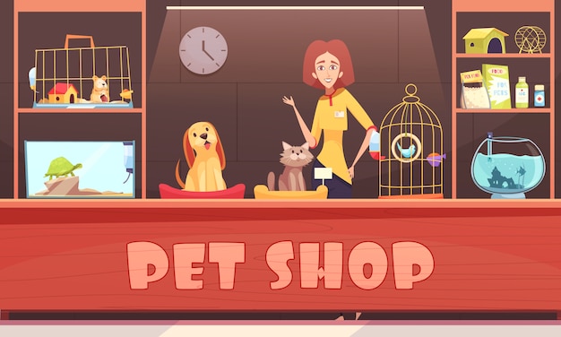 Free Vector | Pet shop illustration