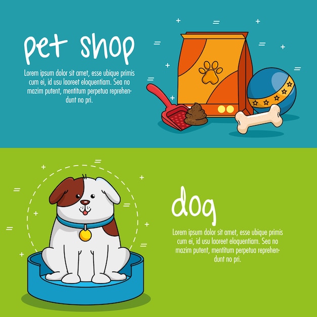 Premium Vector | Pet shop set icons