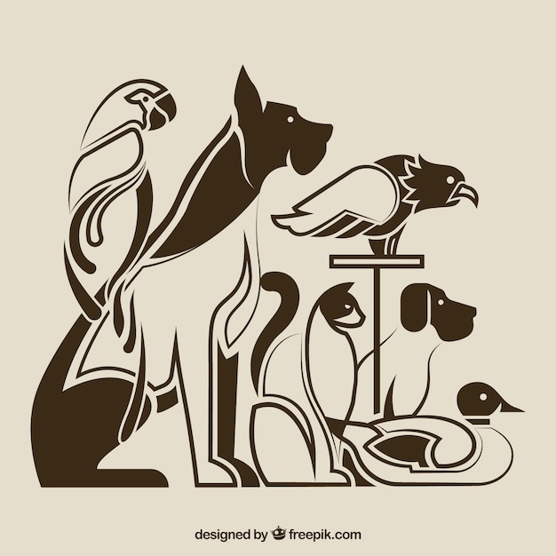 Free Vector | Pet silhouettes