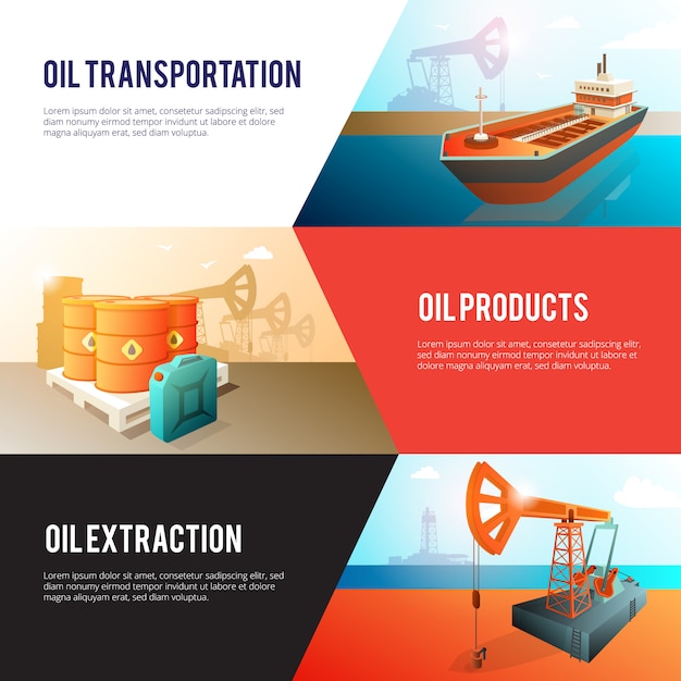 Free Vector | Petroleum industry banners set with oil extraction ...