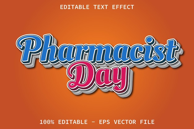 Premium Vector | Pharmacist day cartoon style editable text effect