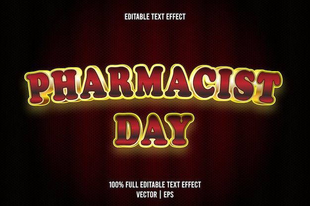 Premium Vector | Pharmacist day editable text effect 3 dimension emboss ...