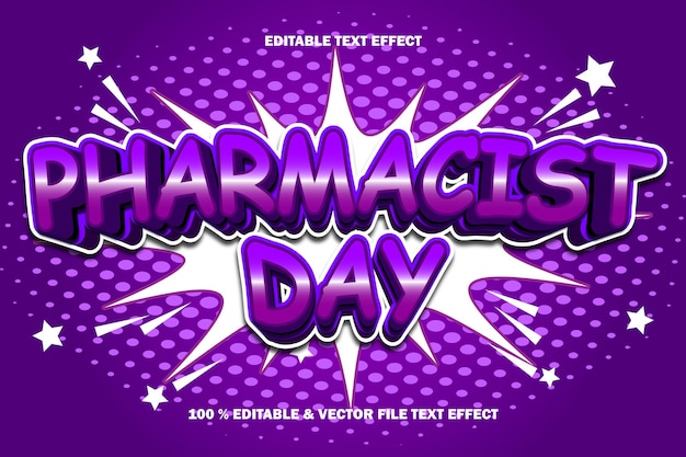 Premium Vector | Pharmacist day editable text effect emboss cartoon ...