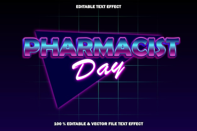 Premium Vector | Pharmacist day editable text effect retro style