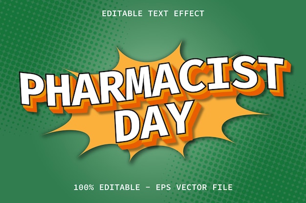 Premium Vector | Pharmacist day with modern comic style editable text ...