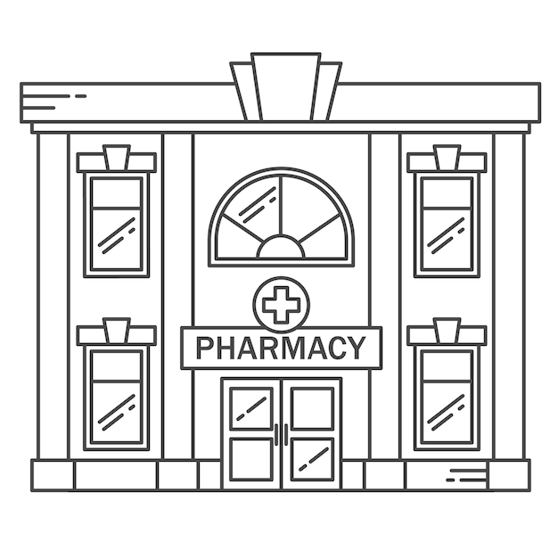 Premium Vector Pharmacy building. outline drug store.