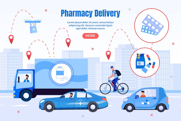 Pharmacy transportation company webpage Premium Vector
