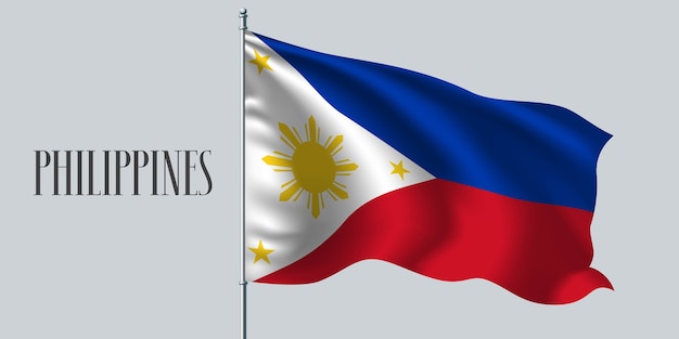フィリピン手を振る旗イラスト プレミアムベクター