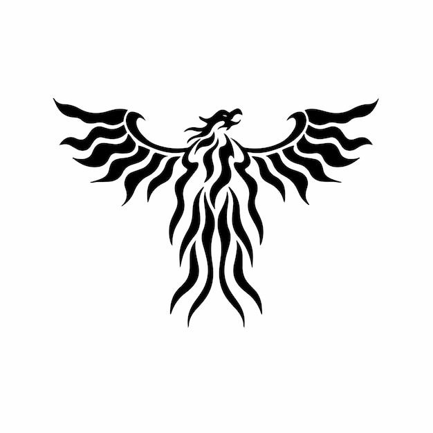 Premium Vector Phoenix Bird Logo Tribal Tattoo Design Stencil Vector