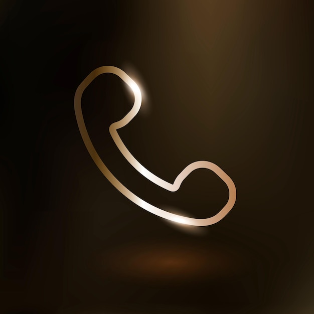 Download Free Vector | Phone call vector technology icon in gold on gradient background