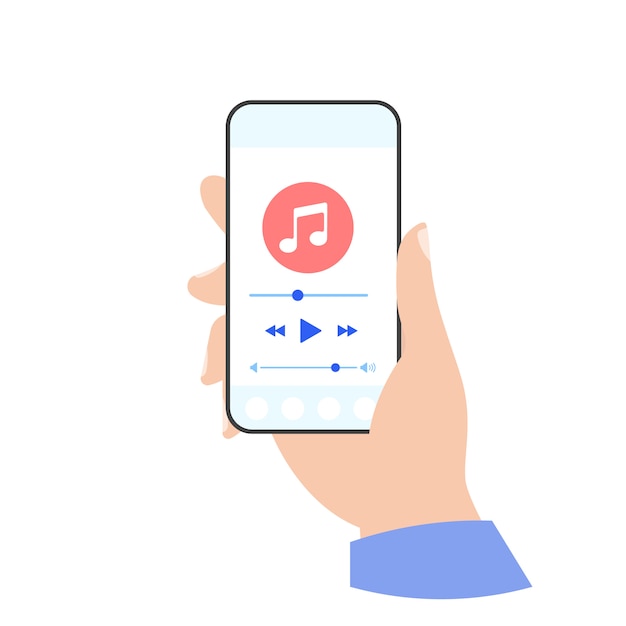 Premium Vector | Phone music player in hand