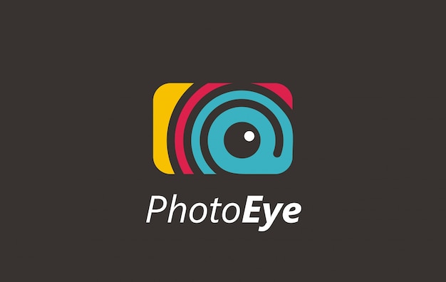 Photo eye digital color logo. Premium Vector