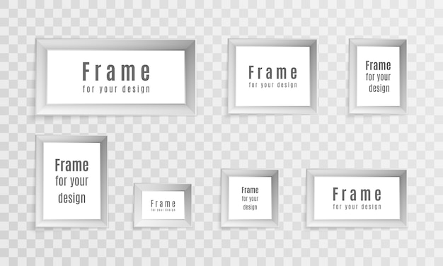 フォトフレームレイアウトデザイン 透明な背景に分離されたヴィンテージのリアルなフォトフレームのセット プレゼンテーションに最適です イラスト プレミアムベクター