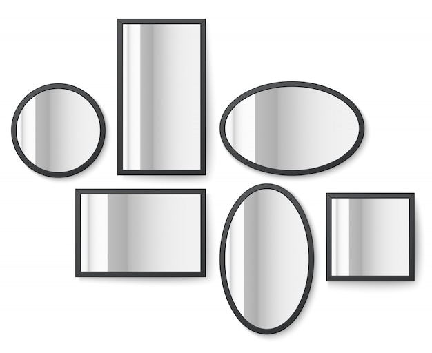 Photo image frames with mirror reflection surface Premium Vector