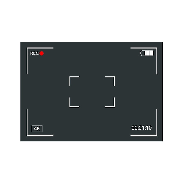 Photo or video camera viewfinder grid with many shooting settings on screen. Premium Vector