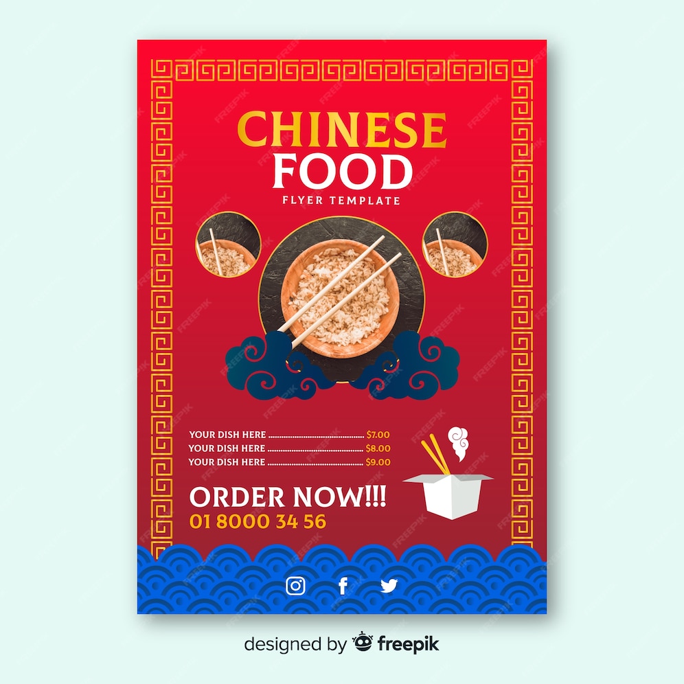 Free Vector | Photographic chinese food flyer