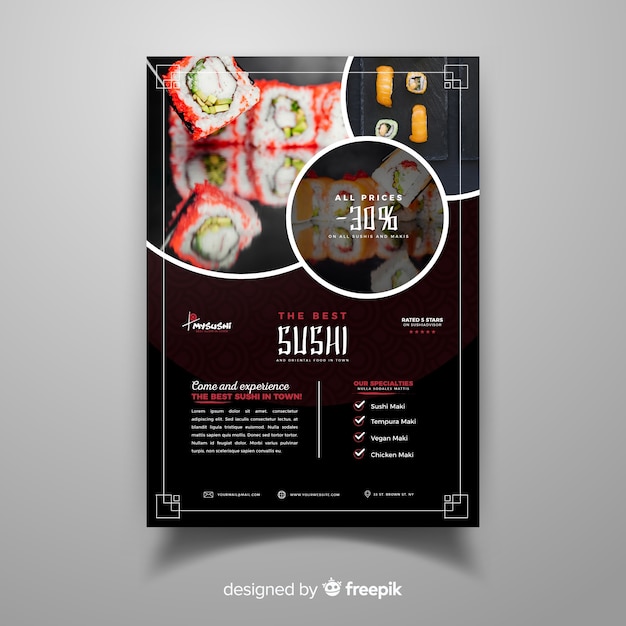 Photographic chinese restaurant flyer | Free Vector