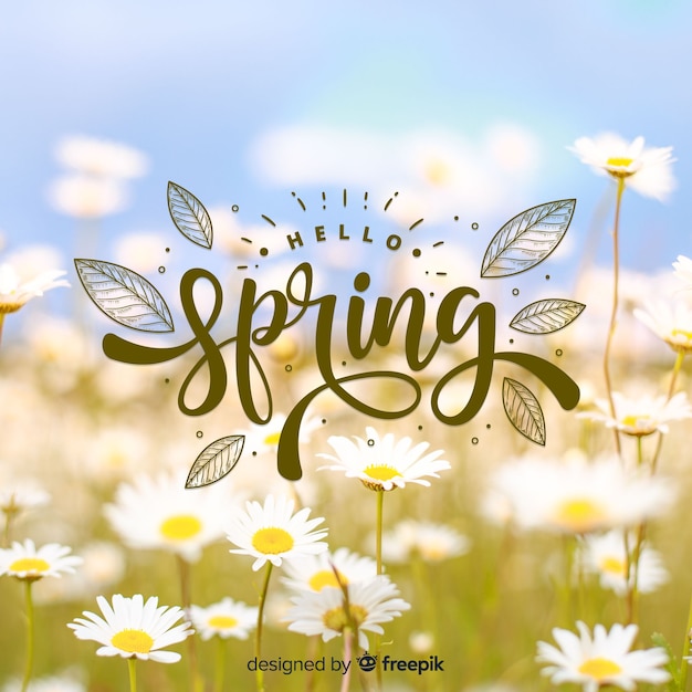 Photographic hello spring background Vector | Free Download